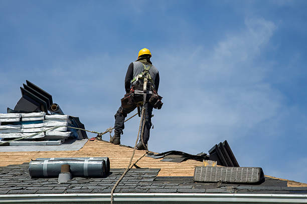 Professional Gutter Installation technician working in Okahumpka, FL